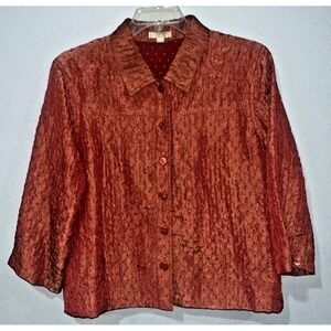 Erin London Size Large Orange Silky 3/4 Sleeve Jacket Erin EUC